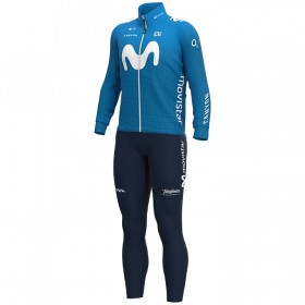 Set Fietsshirt Lange Mouw + Lange Koersbroek 2020 Movistar Team N001